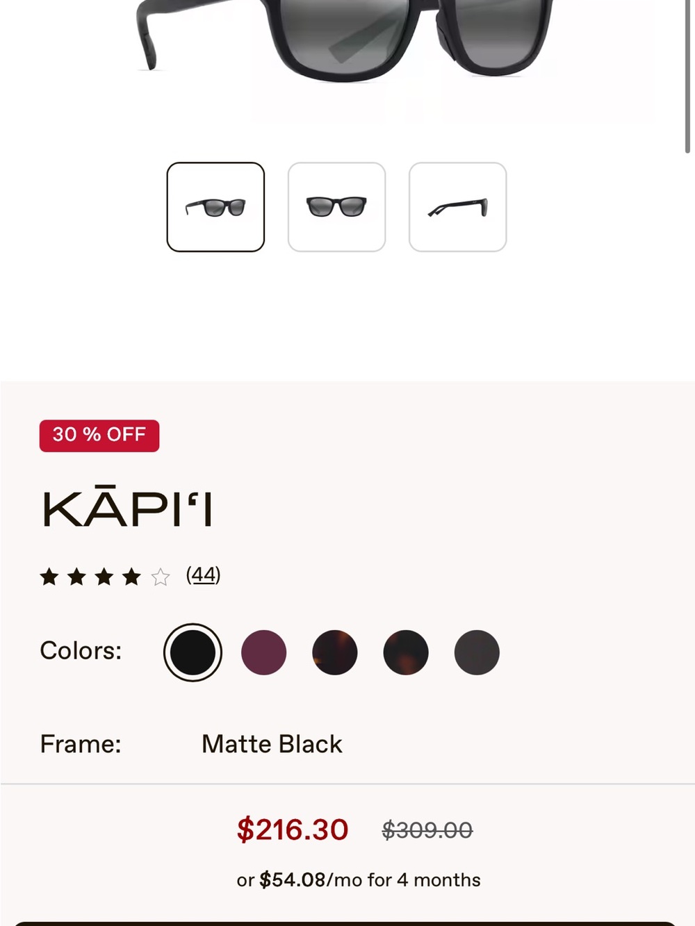 Maiu Jim Kāpi‘i Matte Black Sunglasses